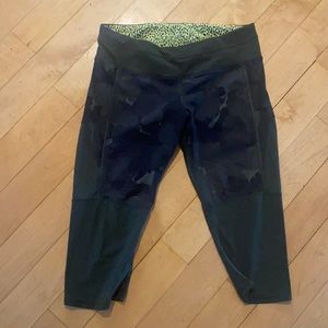 Lululemon camo Capri leggings with sheer panel
